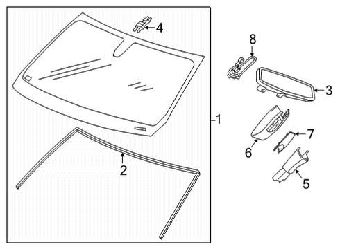 2021 Chevy Silverado 2500 HD Glass - Windshield Diagram