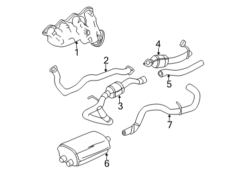 2001 Chevy Silverado 2500 HD Exhaust Components, Exhaust Manifold Diagram