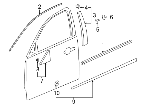 2017 Buick LaCrosse Exterior Trim - Front Door Diagram
