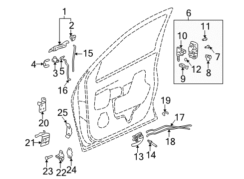 2002 Pontiac Aztek Front Door - Lock & Hardware Diagram