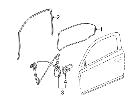 2008 Pontiac G5 Glass - Door Diagram