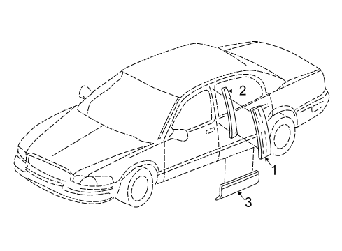 2005 Buick Park Avenue Exterior Trim - Rear Door Diagram