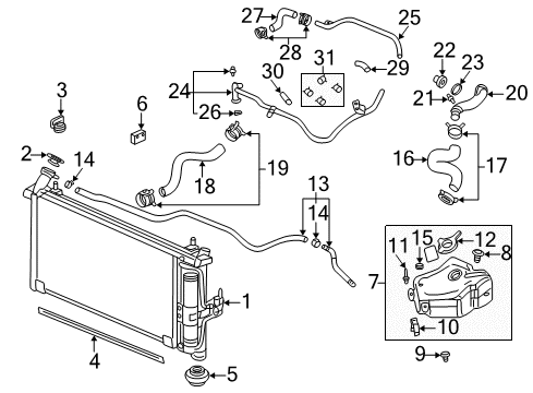 2002 Pontiac Aztek Radiator & Components Diagram