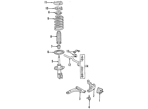 2005 Buick Park Avenue Front Suspension Components, Lower Control Arm, Stabilizer Bar Diagram