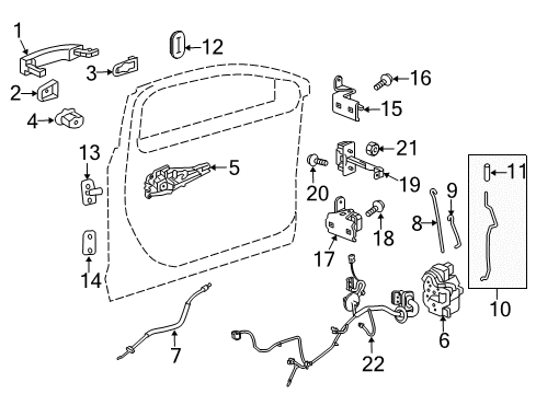 2015 Chevy Malibu Front Door - Lock & Hardware Diagram