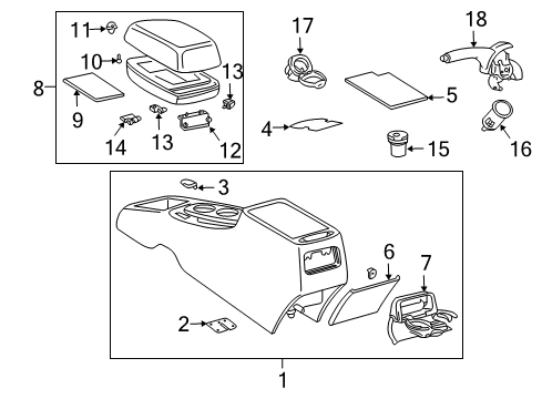 2003 Pontiac Vibe Console Body Diagram for 88972595