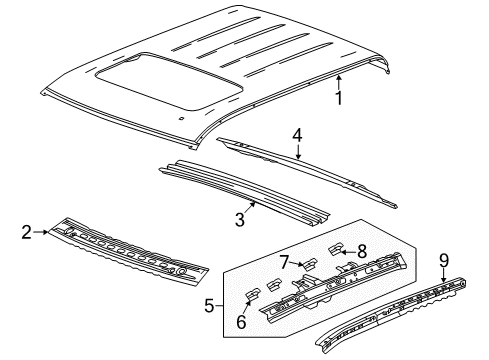 2016 Chevy Silverado 2500 HD Roof & Components Diagram