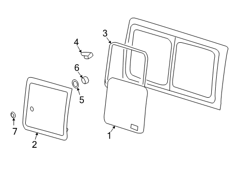 2017 Chevy Express 2500 Side Loading Door - Glass & Hardware Diagram
