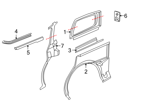 2003 Chevy Venture Side Panel & Components Diagram