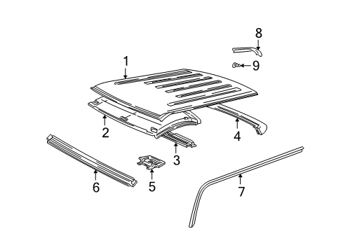 1999 GMC C3500 Roof & Components Diagram