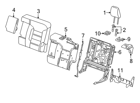 2023 Chevy Traverse Rear Seat Components Diagram