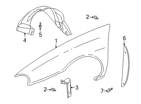 2005 Pontiac Bonneville Fender & Components Diagram