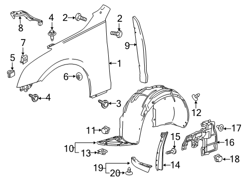 2016 Cadillac ATS Splash Shield, Front Passenger Side Diagram for 84874105