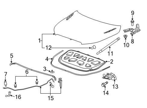 2014 Buick LaCrosse Hood & Components Diagram