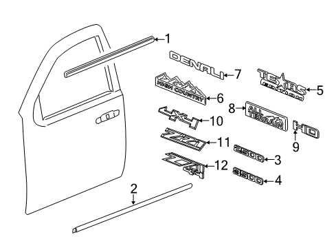2016 Chevy Silverado 2500 HD Exterior Trim - Front Door Diagram