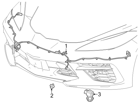 2023 Chevy Corvette Electrical Components - Front Bumper Diagram