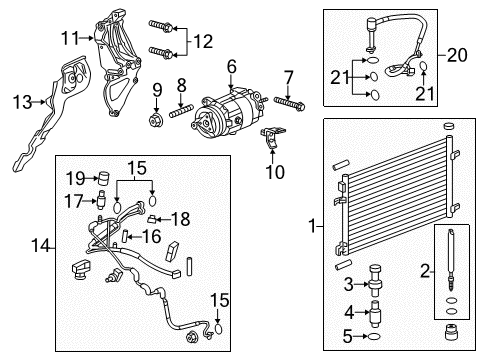 2015 Chevy Malibu A/C Condenser, Compressor & Lines Diagram