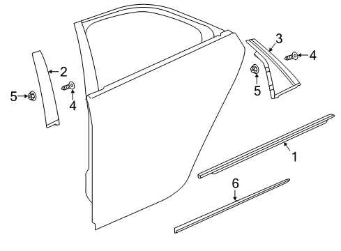 2019 Cadillac CT6 Belt Molding, Black, Rear Driver Side Diagram for 84376593