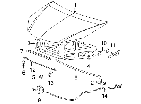 2006 Pontiac G6 Hood & Components Diagram