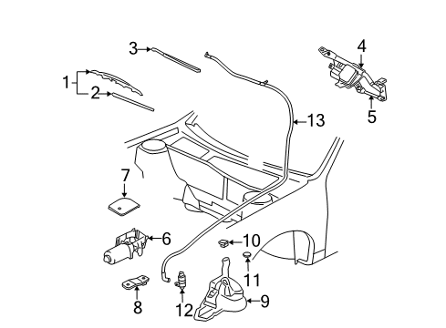 2005 Chevy Cavalier Wiper & Washer Components Diagram