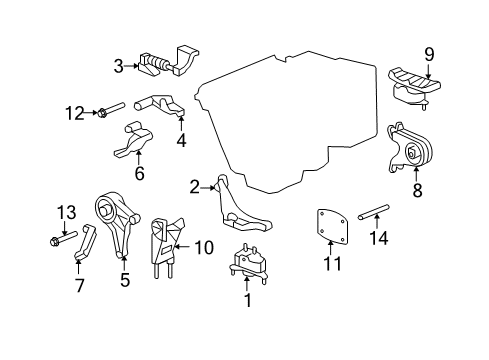 2008 Saturn Aura Engine & Trans Mounting Diagram