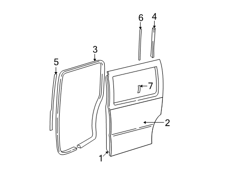 2003 Chevy Venture Side Loading Door - Door & Components Diagram