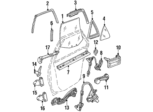 1991 Chevy Lumina Lock, Rear Passenger Side Diagram for 10144714