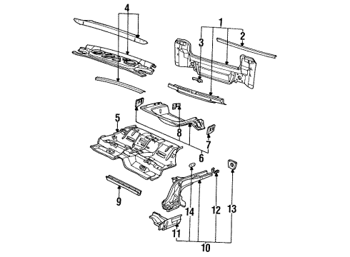 1995 Saturn SL2 Front Floor Pan, Rear Diagram for 21123141