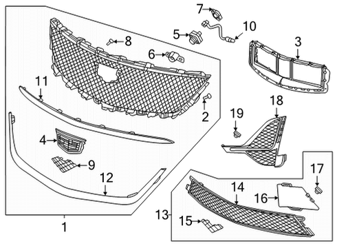 2021 Cadillac CT5 Radiator Shutter Assembly, Front Diagram for 85523741