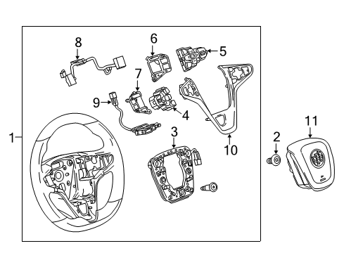 2016 Buick Regal Steering Wheel, Black Diagram for 23191560