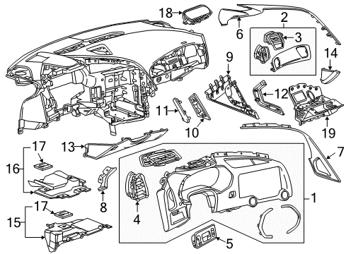 2017 Chevy Corvette Cluster & Switches, Instrument Panel Diagram