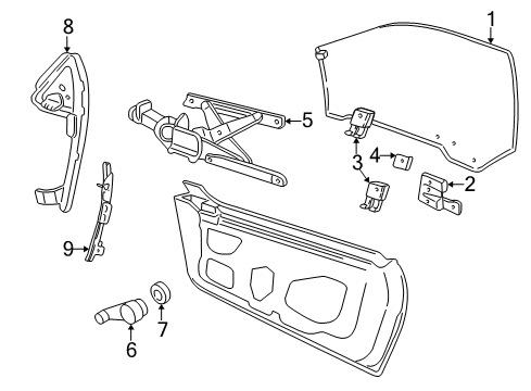 1999 Pontiac Sunfire Door - Glass & Hardware Diagram