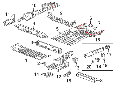 2022 Chevy Equinox Rear Floor & Rails Diagram