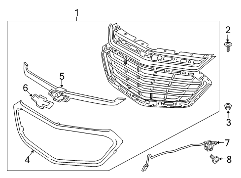 2021 Chevy Equinox Grille & Components Diagram 1 - Thumbnail