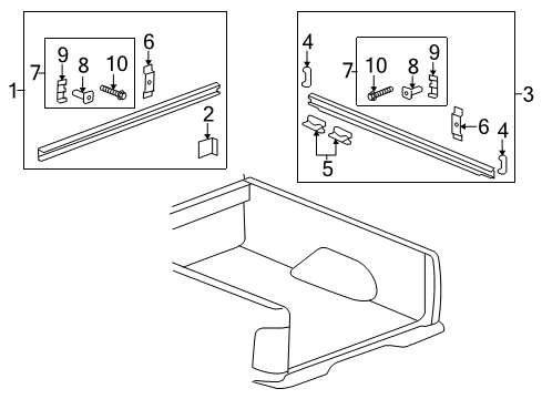 2014 Chevy Silverado 2500 HD Box Rails Diagram