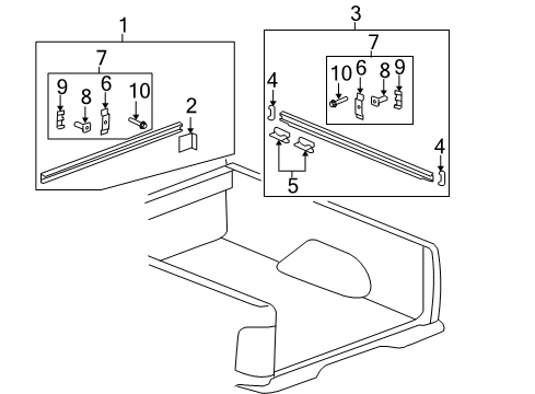 2007 Chevy Silverado 2500 HD Box Rails Diagram
