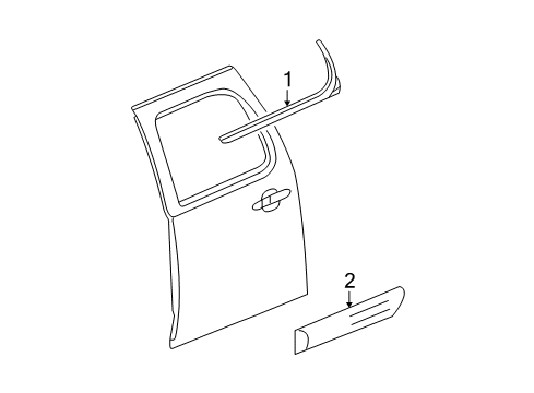2012 Chevy Avalanche Exterior Trim - Rear Door Diagram