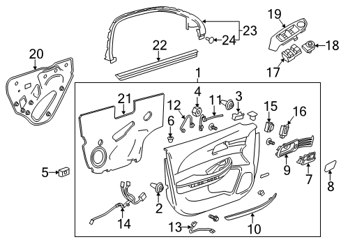 2013 Chevy Malibu Handle, Inside, Front Passenger Side Diagram for 22933998