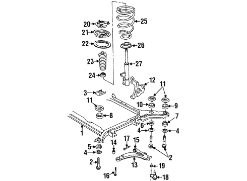 1999 Oldsmobile Aurora Front Suspension Components, Lower Control Arm, Stabilizer Bar Diagram