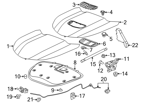 2022 Chevy Camaro Hood & Components Diagram