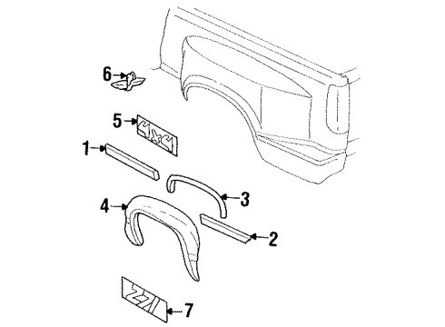 1994 GMC C3500 Exterior Trim - Pick Up Box Diagram 4 - Thumbnail