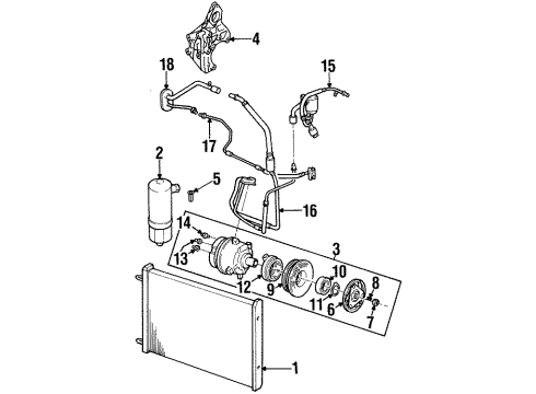 2000 Cadillac Catera A/C Condenser, Compressor & Lines Diagram