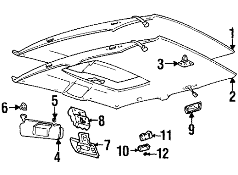 2002 Cadillac Eldorado Interior Trim - Roof Diagram