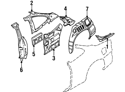 2002 Pontiac Grand Prix Inner Structure - Quarter Panel Diagram
