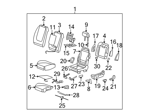 2008 Saturn Aura Front Seat Components Diagram