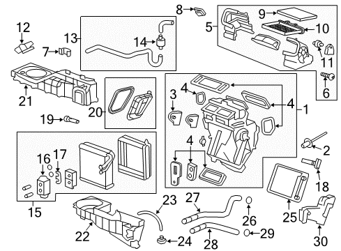 2012 GMC Acadia A/C Evaporator & Heater Components Diagram