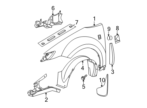2006 Saturn Ion Fender & Components, Exterior Trim Diagram