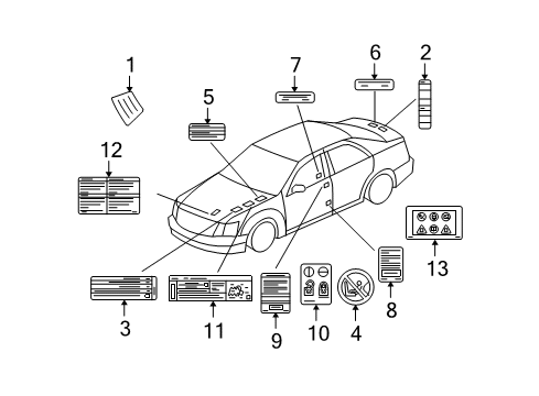 2005 Cadillac STS Information Labels Diagram