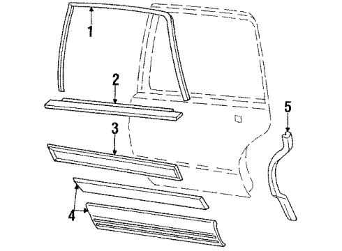 1986 Oldsmobile 98 Molding, Rear Center Passenger Side Diagram for 88891432