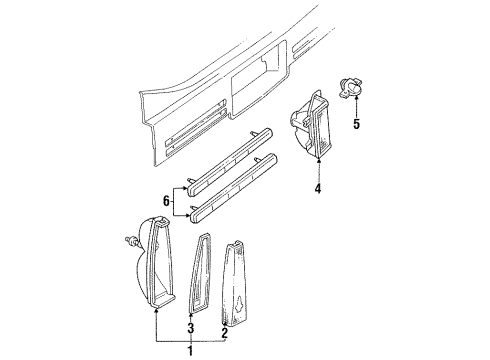1987 Cadillac DeVille Tail Lamps, Backup Lamps, License Lamps, Rear Reflector Diagram